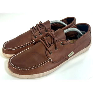 LEMS Mariner Sonora Brown Leather Boat Wide Toe Box Shoe Moc Toe 12 - EUR 46